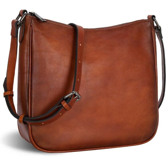 Handbags - Compact Leather Shoulder Bag with Adjustable Strap - Daily Essentials Carrier